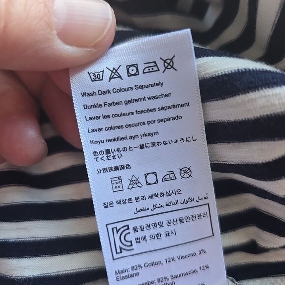 Joules Knit Dress NWT Navy White Stripes Cap Sleeve Midi XL Cinch Waist Comfy - Picture 13 of 13